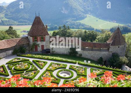 Château de Gruyères, jardin Banque D'Images