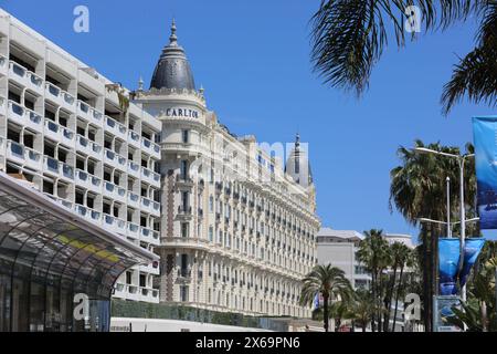 13 mai 2024, Cannes, Côte D'azur, France : L'emblématique Hôtel Carlton pendant le 77ème Festival annuel de Cannes à Cannes, France (crédit image : © Mickael Chavet/ZUMA Press Wire) USAGE ÉDITORIAL SEULEMENT! Non destiné à UN USAGE commercial ! Banque D'Images