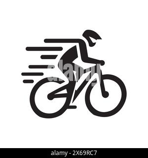 bike ride man logo noir et blanc Illustration de Vecteur