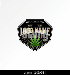 Conception de logo concept graphique créatif abstrait premium vecteur stock emblème badge classique weed cannabis feuille de marijuana. Lié à l'herbe de brasserie de médecine Illustration de Vecteur