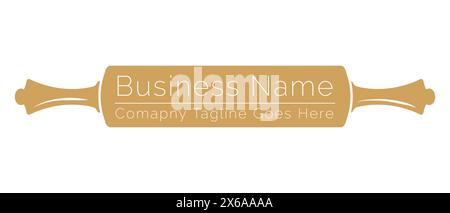 Joli logo de boulangerie avec élégant rouleau à pâtisserie ou rouleau à pâte Illustration de Vecteur