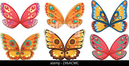 Six motifs de papillon stylisés et vibrants au format vectoriel Illustration de Vecteur