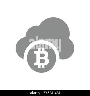 Icône de vecteur de stockage en nuage Bitcoin. Symbole de crypto-monnaie. Illustration de Vecteur