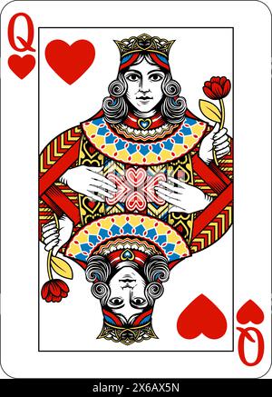 Queen of Hearts Design de Deck of Playing Cards Illustration de Vecteur