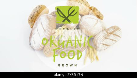 Image d'aliments biologiques cultivés localement contre gros plan de la variété de pain frais Banque D'Images