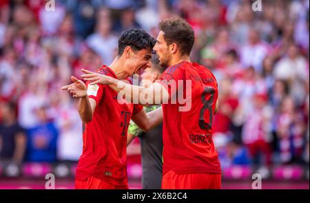 Munich, Allemagne.12 mai 2024. Torjubel : Aleksandar Pavlovic (Muenchen) Leon Goretzka (Muenchen) FC Bayern Munich - VfL Wolfsburg 12.05.2024 Copy Banque D'Images
