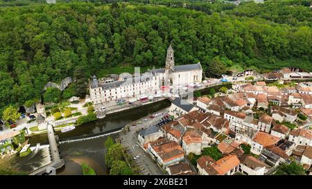 Drone photo Brantôme Abbaye France Europe Banque D'Images