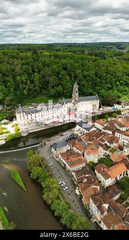 Drone photo Brantôme Abbaye France Europe Banque D'Images