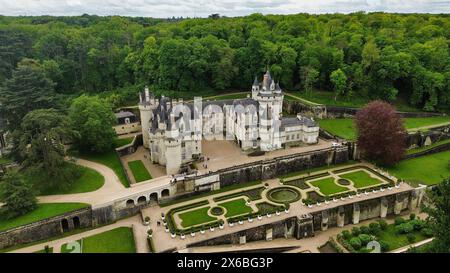 Drone photo château de Rigny-Ussé France Europe Banque D'Images