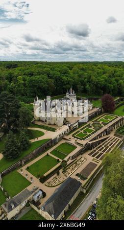 Drone photo château de Rigny-Ussé France Europe Banque D'Images