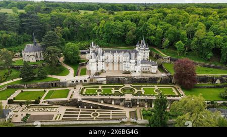 Drone photo château de Rigny-Ussé France Europe Banque D'Images