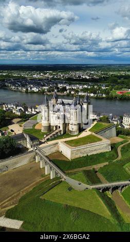 Drone photo Château de Saumur France Europe Banque D'Images