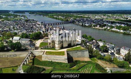 Drone photo Château de Saumur France Europe Banque D'Images