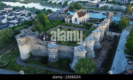 Drone photo château d'Angers France Europe Banque D'Images