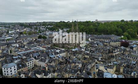 Drone photo Cathédrale de Quimper France Europe Banque D'Images