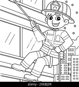 Pompier rappels page de coloriage pour enfants Illustration de Vecteur