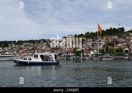 Macédoine du Nord, Ohrid, vue sur la ville depuis un Boat part 1 Banque D'Images