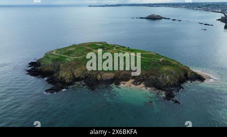 Drone photo Grand-Bé Île Saint-Malo France Europe Banque D'Images