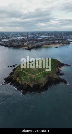 Drone photo Grand-Bé Île Saint-Malo France Europe Banque D'Images