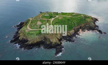 Drone photo Grand-Bé Île Saint-Malo France Europe Banque D'Images