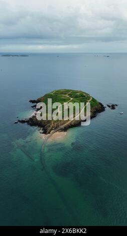 Drone photo Grand-Bé Île Saint-Malo France Europe Banque D'Images