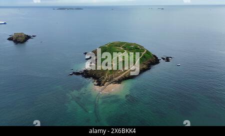 Drone photo Grand-Bé Île Saint-Malo France Europe Banque D'Images