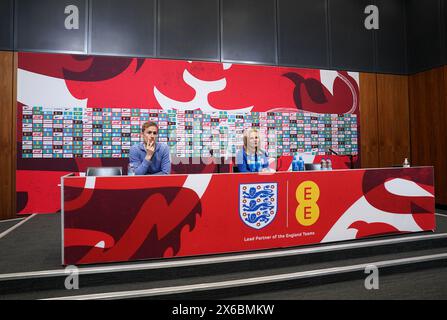 L'entraîneur de l'Angleterre Sarina Wiegman lors de l'annonce de l'équipe au stade de Wembley, à Londres. Date de la photo : mardi 14 mai 2024. Banque D'Images