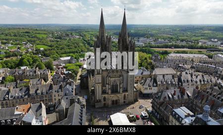 Drone photo Cathédrale de Coutances France Europe Banque D'Images
