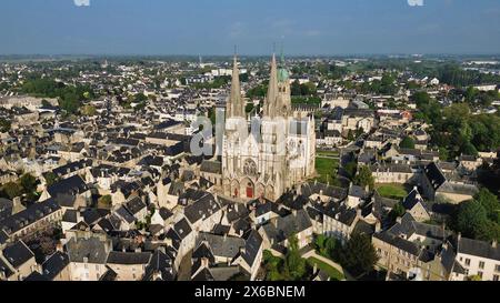 Drone photo Cathédrale de Bayeux france Europe Banque D'Images