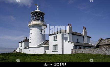 Phare de Chapel point, Caldey Island, Tenby, Pembrokeshire, pays de Galles, ROYAUME-UNI Banque D'Images