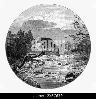 Une vue de Ben Slioch, près de Kinlochewe, Écosse. Fin du XIXe siècle. Illustration en noir et blanc de notre propre pays vol III publié par Cassell, Petter, Galpin & Co à la fin du XIXe siècle. Banque D'Images