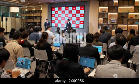 Tokyo, Japon. 14 mai 2024. Le patineur artistique Shoma Uno, triple médaillé olympique et double champion du monde, annonce sa retraite à 26 ans lors d’une conférence de presse à Tokyo, au Japon, le mardi 14 mai 2024. Photo de Keizo Mori/UPI crédit : UPI/Alamy Live News Banque D'Images