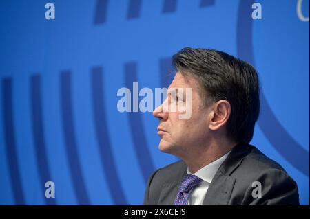 Italie, Rome, 14 mai 2024 : L'Association des commerçants (Confcommercio) rencontre les représentants des partis politiques en vue des prochaines élections européennes. Sur la photo Giuseppe Conte, président du mouvement 5 étoiles, photo © Stefano Carofei/Sintesi/Alamy Live News Banque D'Images