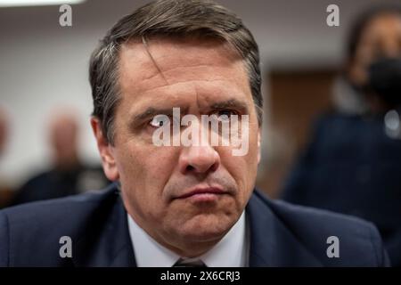 New York, États-Unis. 14 mai 2024. L’avocat Todd Blanche, avocat de l’ancien président Donald Trump, siège dans la salle d’audience du tribunal pénal de Manhattan à New York le mardi 14 mai 2024. Michael Cohen, un fixateur unique et avocat personnel de Trump, devrait continuer à témoigner dans le procès criminel contre l’ancien président. Photo de piscine par Mark Peterson/UPI crédit : UPI/Alamy Live News Banque D'Images