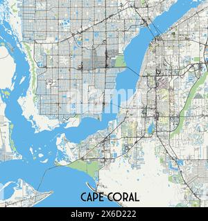 Cape Coral, Floride États-Unis art poster carte Illustration de Vecteur