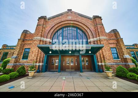 Façade de Baker Street Station à la lumière du jour, Fort Wayne - vue à angle bas Banque D'Images