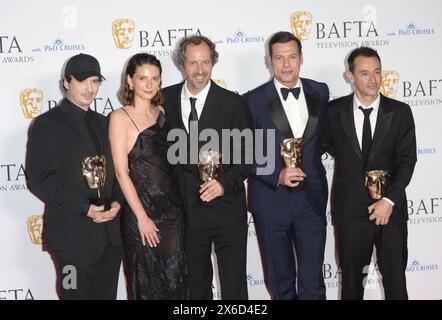 Photo à créditer ©Alpha Press 078237 12/05/2024 Olivier Demangel Joséphine Japy Tristan Seguela Laurent Lafitte et Bruno Nahon aux BAFTA TV Awards avec P&O Cruises 2024 Pressroom à Londres. Banque D'Images