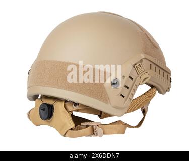 Casque militaire sur un fond blanc. Banque D'Images