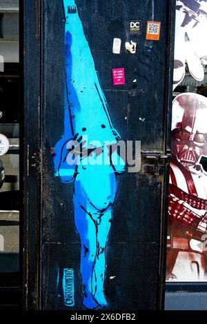 Une œuvre d'art mural représentant la tête d'un homme utilisée dans un rite d'initiation du peuple Selk'nam. Banque D'Images