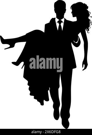Silhouette d'un homme portant une femme dans ses bras. Illustration vectorielle Illustration de Vecteur