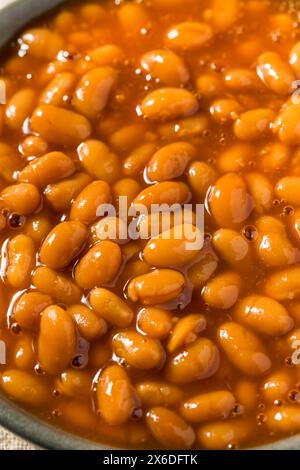 Haricots cuits au barbecue maison avec sauce tomate Banque D'Images