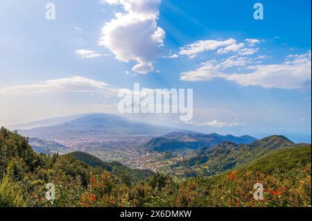 Vue panoramique sur Mirador de Jardina, Nord de Tenerife, Îles Canaries, Espagne. Banque D'Images