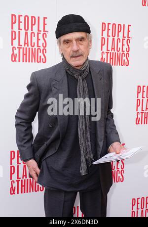 Jeremy irons assiste à la soirée d'ouverture du West End de People, places & Things au Trafalgar Theatre, Londres. Date de la photo : mardi 14 mai 2024. Banque D'Images