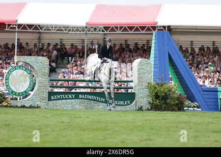 Tom Rowland de Grande-Bretagne avec Dreamliner lors d'un saut d'obstacles au Badminton Horse Trials le 12 mai 2024, Badminton Estate, Royaume-Uni (photo de Maxime David - MXIMD Pictures) Banque D'Images