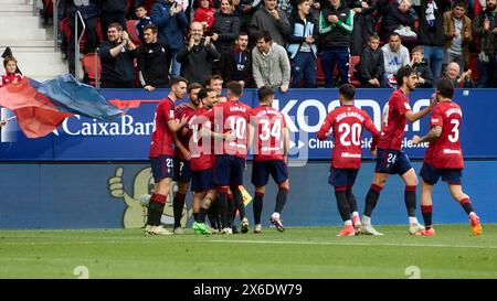 Pampelune, Espagne. 14 mai 2024. Sport. Football/Football. Lors du match de football de la Liga EA Sports entre CA Osasuna et le RCD Mallorca a joué au stade El Sadar à Pampelune (Espagne) le 14 mai 2024. Crédit : Inigo Alzugaray/cordon Press crédit : CORDON PRESS/Alamy Live News Banque D'Images