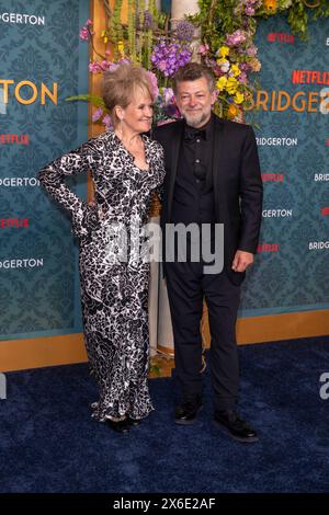 New York, États-Unis. 13 mai 2024. Lorraine Ashbourne et Andy Serkis participeront à la première mondiale de la saison 3 de Netflix, Bridgerton, au Alice Tully Hall, Lincoln Center, à New York, États-Unis, le 13 mai 2024. (Photo de Thenews2/NurPhoto) crédit : NurPhoto SRL/Alamy Live News Banque D'Images