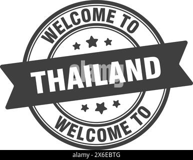 Bienvenue au timbre de Thaïlande. Thaïlande signe rond isolé sur fond blanc Illustration de Vecteur