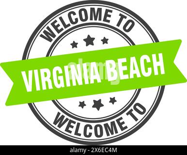 Bienvenue au timbre Virginia Beach. Virginia Beach signe rond isolé sur fond blanc Illustration de Vecteur