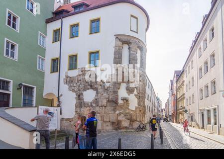 Ratisbonne : Porta Praetoria romaine à Oberpfalz, Haut-Palatinat, Bayern, Bavière, Allemagne Banque D'Images