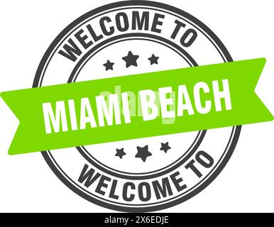 Bienvenue au timbre Miami Beach. Panneau rond Miami Beach isolé sur fond blanc Illustration de Vecteur